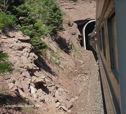 Train going through a tunnel