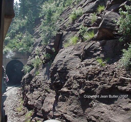 Train approaching a tunnel